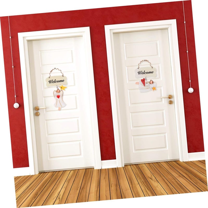 Wooden Welcome Sign Hanging Decor Oval European Style Door Ornament - Image 4