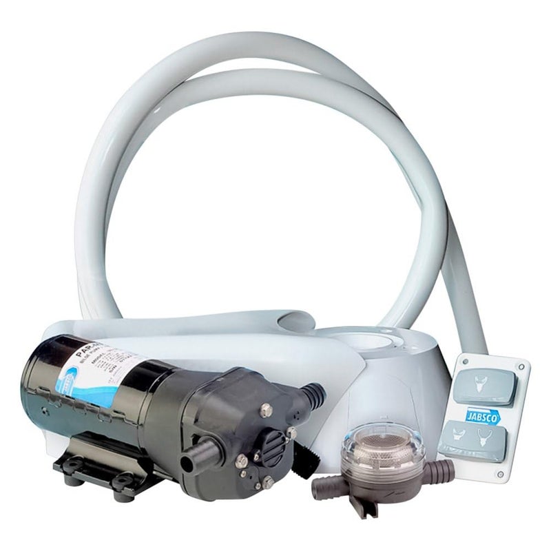Jabsco 372550092 Manual to Electric Marine Toilet Conversion Kit with Intake Pump Quiet Flush 12 Volt 25 Amp White