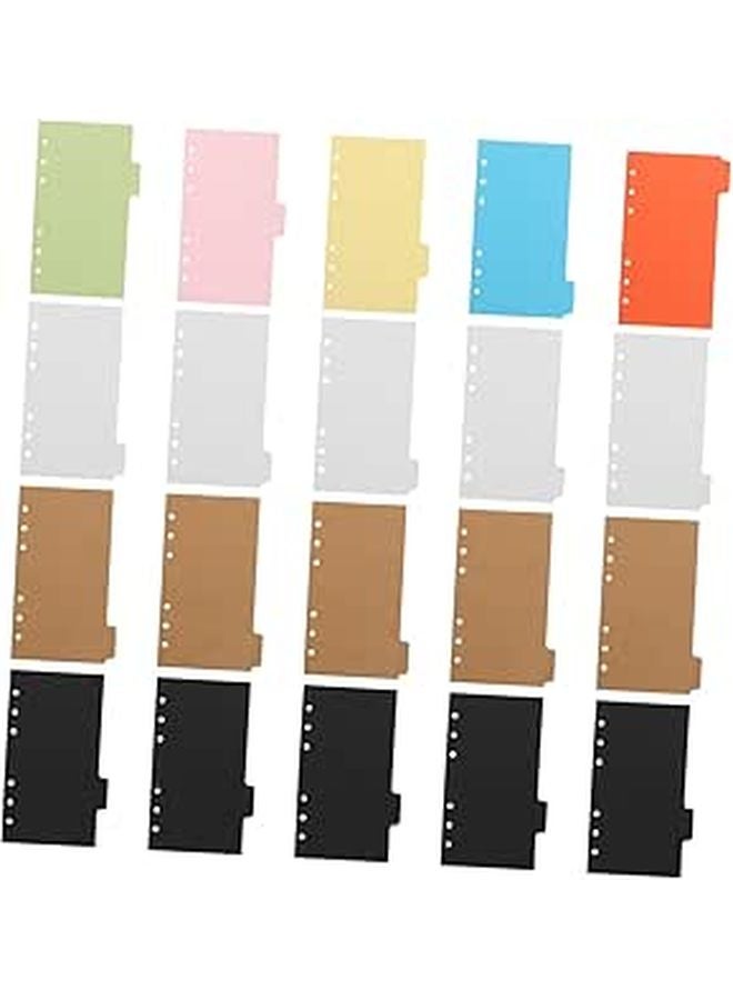 A6 6 Hole Binder Index Dividers 20Pcs With Kraft Black White Cards For Office Study