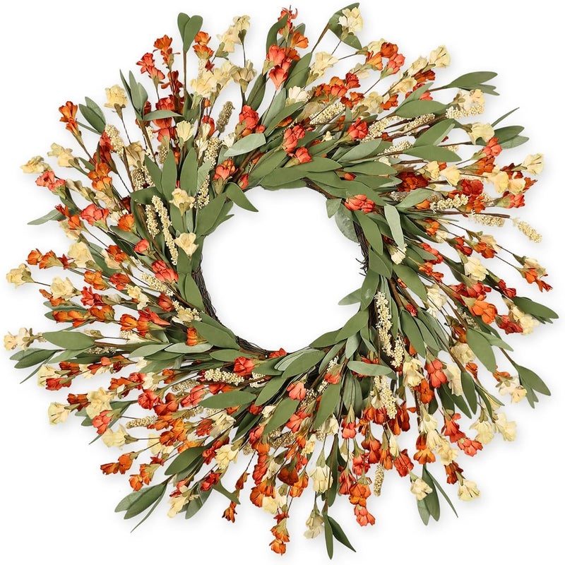 CHEAWRTZ 24 inch Fall Wreaths for Front Door Outside Fall Door Wreath Fall Decorations for Home Decor Autumn Wreath for Fall Front Porch Thanksgiving Harvest Halloween Farmhouse Outdoor Indoors Window Wall - Image 1