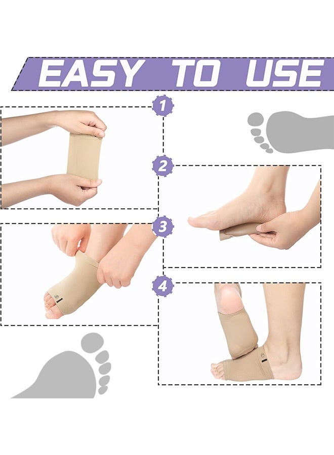 إم إكس إن 4 قطع دعم كم ضغط القوس مع وسادة هلامية بالداخل - دعم جورب قوس القدم المسطح، دعامة مشط القدم مبطنة، وسادة جل مرنة ناعمة لدعامة القدم داخل القدم كم ضغط مشط القدم الأخمصي لتخفيف الألم - Image 4