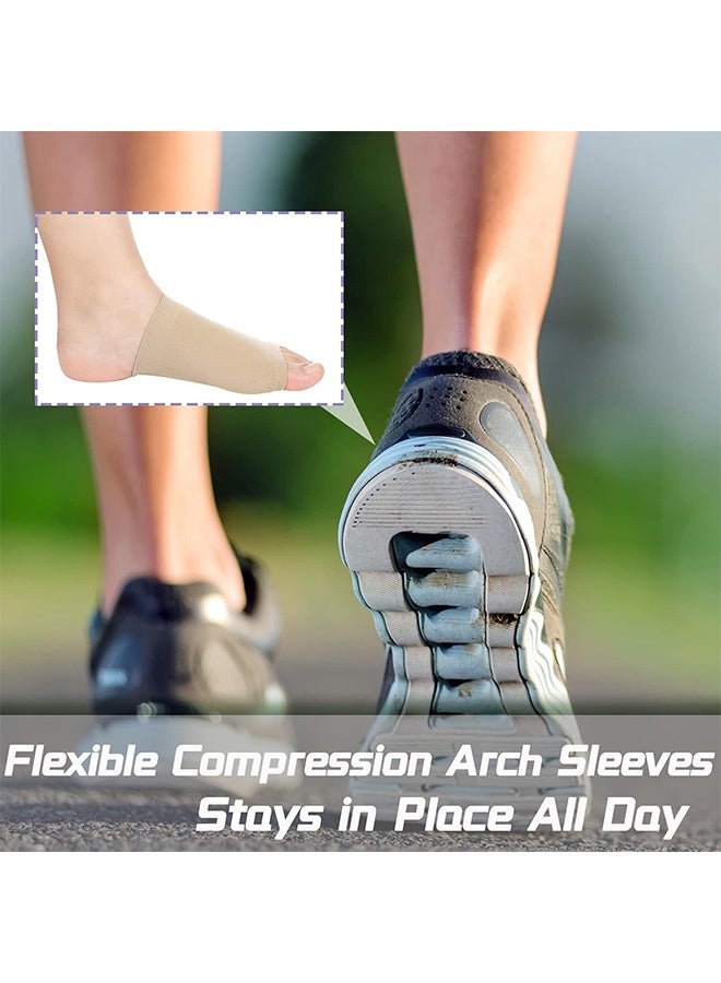 إم إكس إن 4 قطع دعم كم ضغط القوس مع وسادة هلامية بالداخل - دعم جورب قوس القدم المسطح، دعامة مشط القدم مبطنة، وسادة جل مرنة ناعمة لدعامة القدم داخل القدم كم ضغط مشط القدم الأخمصي لتخفيف الألم - Image 5