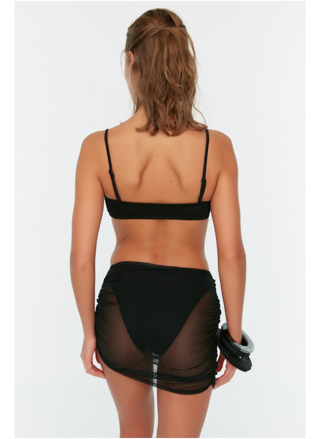 trendyol - Black Mini Knitted Pleated Mesh Pareo TBESS22PR0002 - Image 1