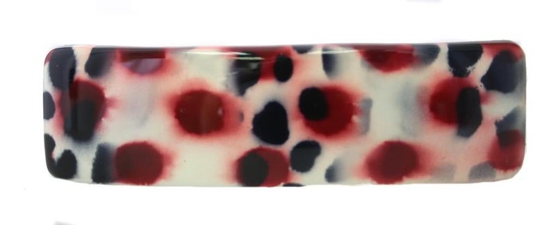 CARAVAN Caravan Red Black And White Splatter And Spotted By Hand Rectangular Automatic Barrette