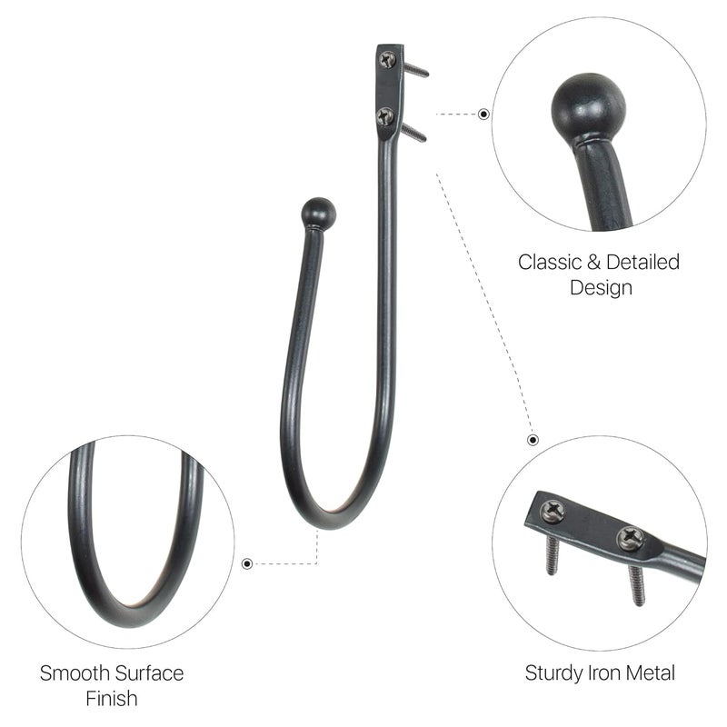 Deco Window 2 Pcs Curtain Holdback for Curtains Wall Mounted Metal Drapery Hook for Door Window TreatmentBallBlack Matte - Image 4