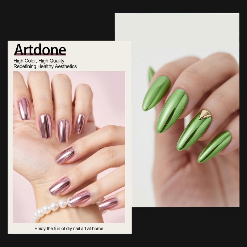 Artdone 16 Colors Chrome Nail Powder, Iridescent Aurora Chameleon Powder Metallic Mirror Effect Pigment Pearlescent Mermaid Pigment Pearl Glitter Dust Kit, Nail Art Decoration, Resin Craft - Image 4