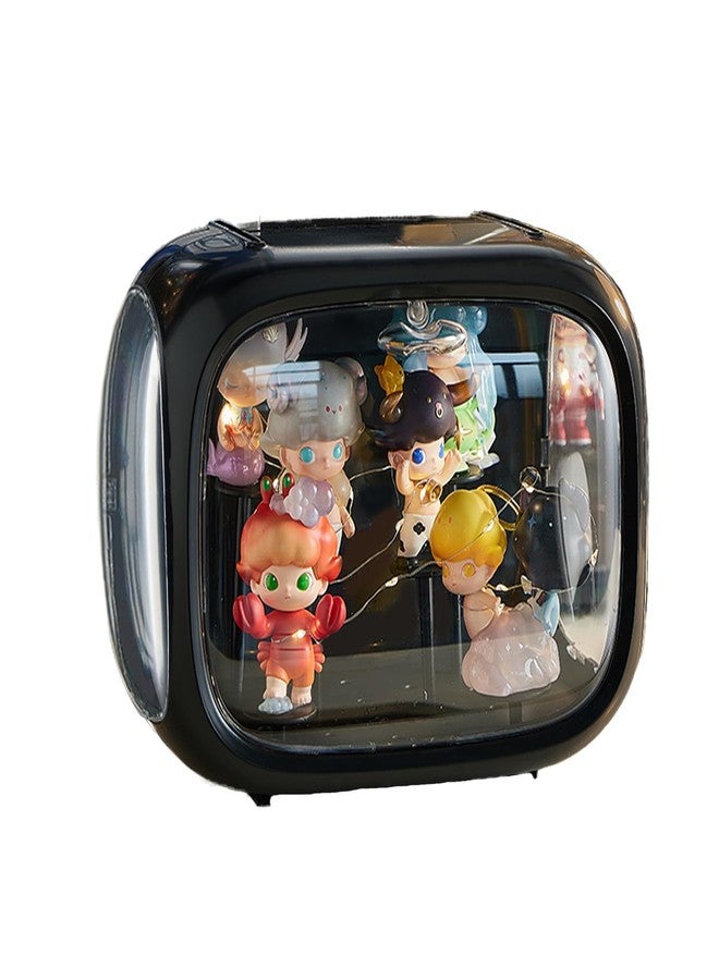 WMM Display case for Figures with Light Adjustable Display Stand Clear Acrylic Display Box with Door Dust and Moisture Proof Suitable for Lego Collectibles Action Figures Pop Mart (Black) - Image 1