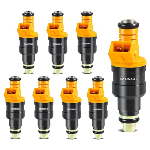 STZJAYE Fuel Injectors 0280150943 Set of 8 Compatible with Ford F150E150Expeditionfor Lincoln Navigator 19981999for Mercury Grand Marquis 19921997 V8 Engine VehiclesReplace 0280150939 Yellow - Image 1