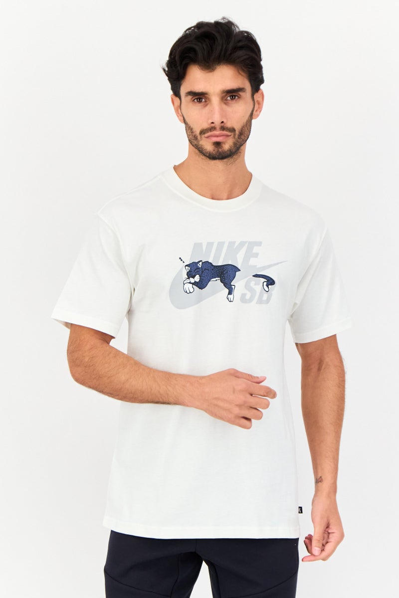 Nike تي شيرتات رياضية للرجال بأكمام قصيرة، خارجية، لون أبيض مائل إلى البيج - Image 1