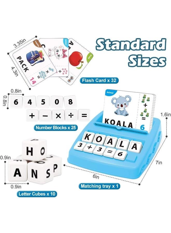 ألعاب تعليمية للأطفال لعبة الحروف المطابقة، لعبة ألغاز الحروف الأبجدية والرياضيات مع بطاقات فلاش، لعبة لوحية للأطفال لتعلم الأرقام والكلمات التهجئة، هدايا لعبة لعمر 3-6 سنوات - Image 2