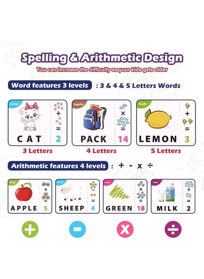 ألعاب تعليمية للأطفال لعبة الحروف المطابقة، لعبة ألغاز الحروف الأبجدية والرياضيات مع بطاقات فلاش، لعبة لوحية للأطفال لتعلم الأرقام والكلمات التهجئة، هدايا لعبة لعمر 3-6 سنوات - Image 3
