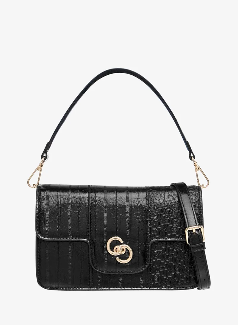 Celeste Monogram Embossed Crossbody Bag with Twist Lock Closure