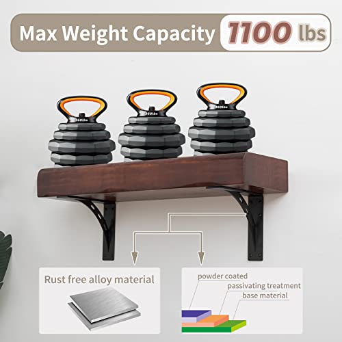 FIRMETAL 12"x10"x2.5" Heavy Duty Shelf Brackets, Max Load 1100 LBS, Premium Alloy Metal Mantel Support (Set of 2) - Countertop Support - (12 inch x 10 inch) - Image 3