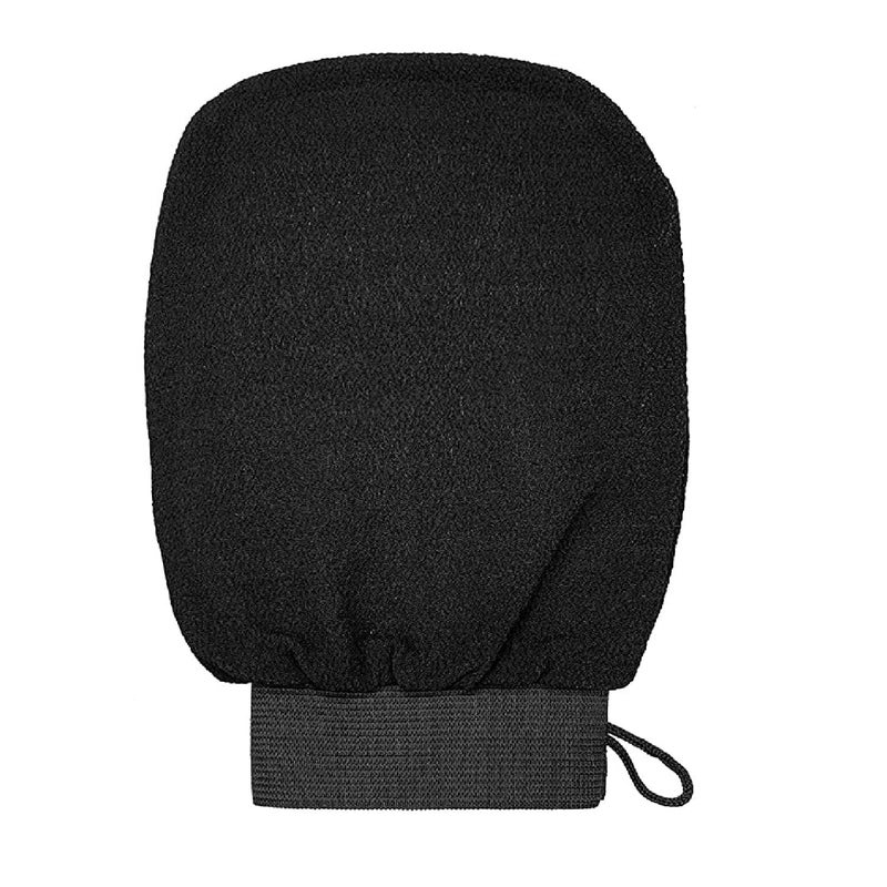 BLUEZ Exfoliating Gloves Exfoliator Mitt Double Sided Use Scrubbing Gloves Remove Dead Skin Impurities Tan Remover Mitt Set for PrepSelf Tanning Black 1 - Image 1