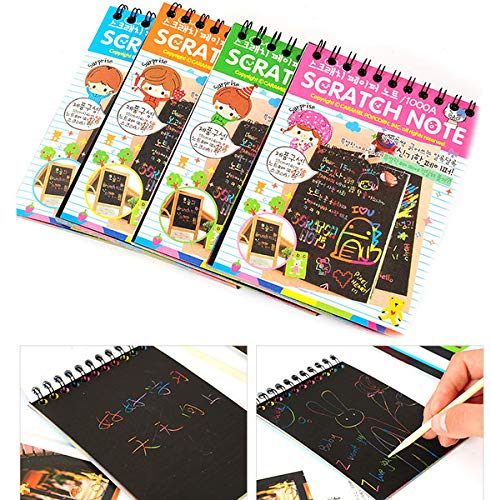 Art Bundle Return Gifts for Birthday for Kids Party Bulk Scratch Note Book, Magic Book Return Gifts for Kids Children Girls, Boys Best, Multicolor- 6x4 inch (Pack of 6) - Image 2
