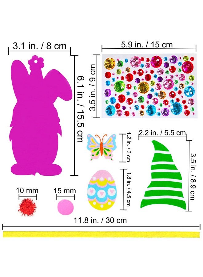 Winlyn 24 Sets Easter Decorations DIY 3D Gnome Ornaments Easter Craft Kits Assorted Foam Easter Gnome Ornaments Easter Stickers for Kids Party Favors Easter Spring Classroom Home Activity Art Project - Image 2