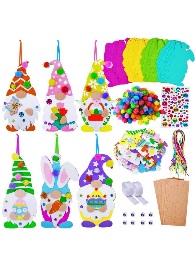 Winlyn 24 Sets Easter Decorations DIY 3D Gnome Ornaments Easter Craft Kits Assorted Foam Easter Gnome Ornaments Easter Stickers for Kids Party Favors Easter Spring Classroom Home Activity Art Project - Image 1