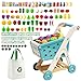 Jovow 102pcs Kids Shopping Cart Trolley Play Set with Pretend Food and AccessoriesPerfect for Ages 3 Pretend Play and RolePlaying Games - Image 2