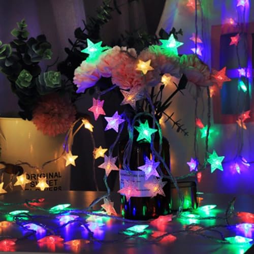 KHIZAR Multicolor Mini Star LED Lights – 16 LED Fairy String Lights for Magical Bedroom, Kids Room, Festival, Ramadan & Party Decoration - Image 1