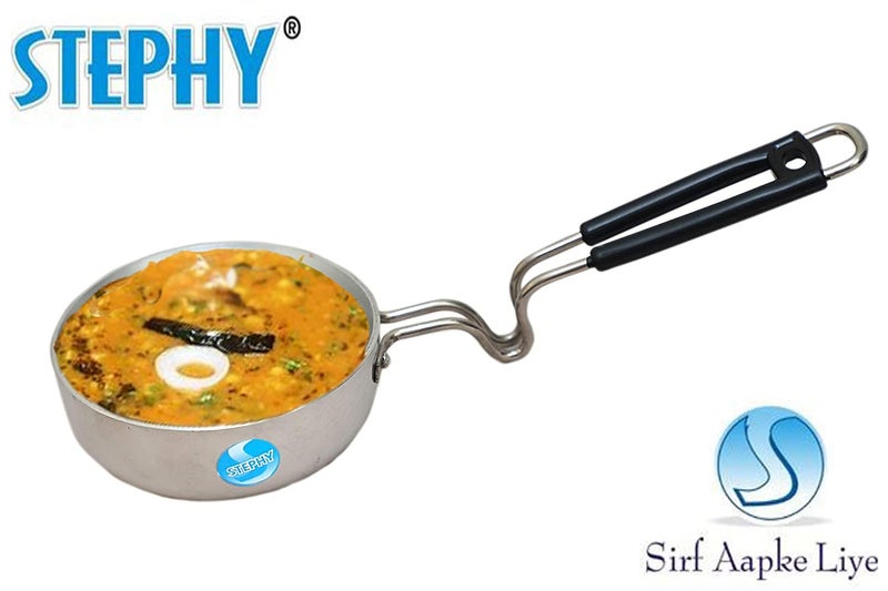 Stephy Stainless Aluminium Plain Base tadka_0.2 LTR. and 0.45 LTR. (11 cm and 13 cm) with Stainless Steel Black bakelight Handle - Image 4