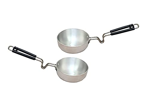 Stephy Stainless Aluminium Plain Base tadka_0.2 LTR. and 0.45 LTR. (11 cm and 13 cm) with Stainless Steel Black bakelight Handle - Image 1