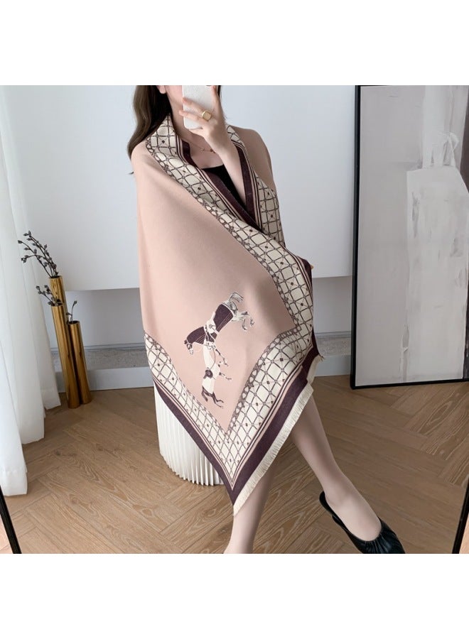 Scarf Women's Winter New K-style Versatile Thickeneded Air-conditioned Room Warm Oversized Imitation Cashmere Shawl Dual-use Double-sided Trendy