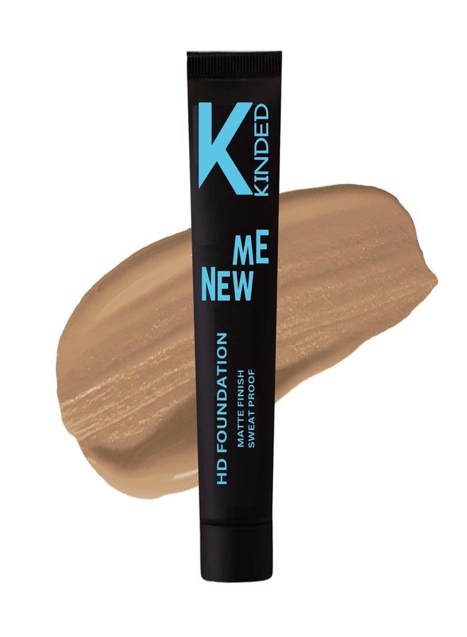 KINDED New Me HD Foundation with Oil Based Creamy Formula for Face Makeup Girls Women Sweat Proof Waterproof Flawless Finish Buildable Coverage Liquid Foundation (Matte Finish, 30 ml, 03 Beige Shade) - Image 1