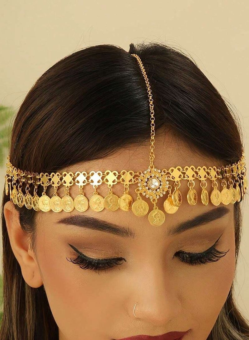 Generic Headband accessory to celebrate Founding Day, Saudi National Day, and all special occasions with the design of gold chains in the shape of coins - Image 1