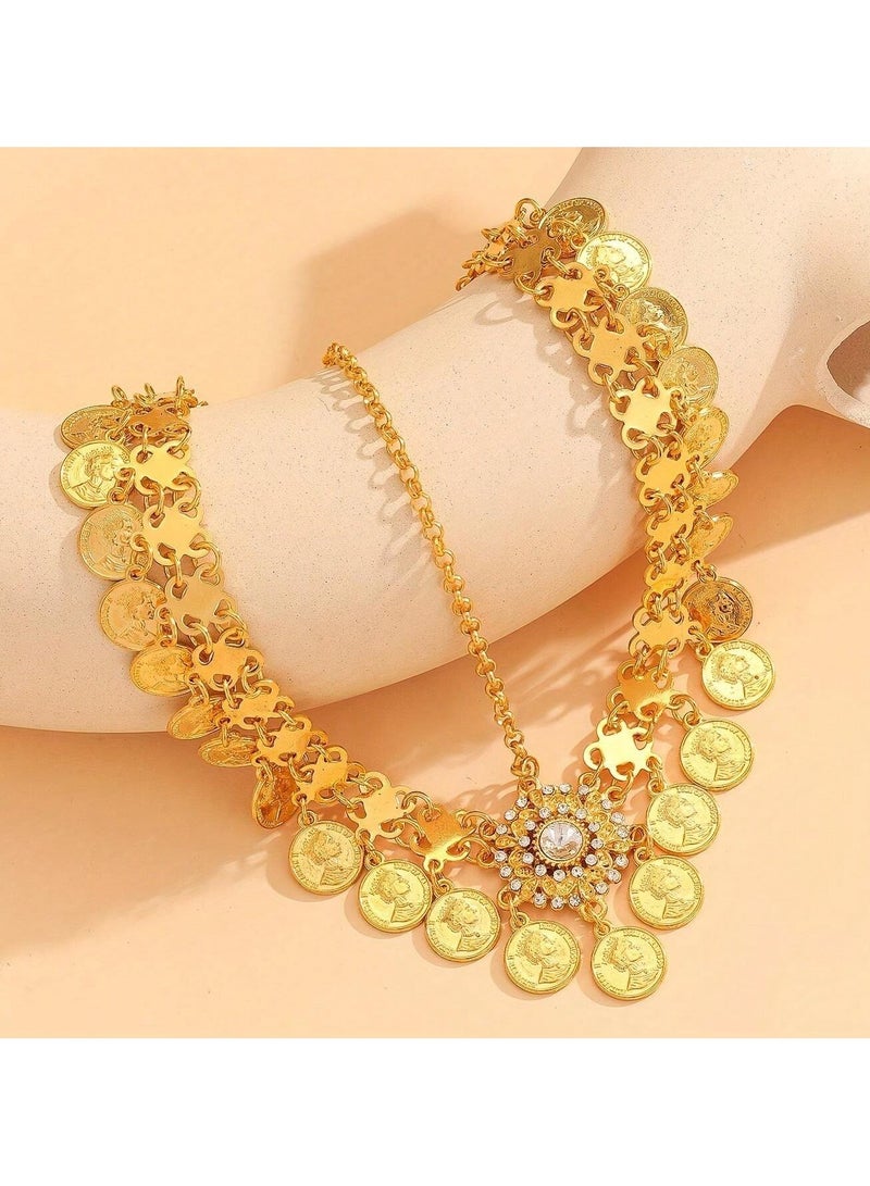 Generic Headband accessory to celebrate Founding Day, Saudi National Day, and all special occasions with the design of gold chains in the shape of coins - Image 2