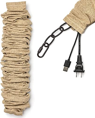 Qc Fabric Cord Cover, Chandelier Chain Sleeve, 4 feet Length Natural Linen Burlap Wire Covers Use for Ceiling Lighting, Electrical Wires on Floor, Lamps Cable Management, Swings Chain Cover Decorative - Image 1