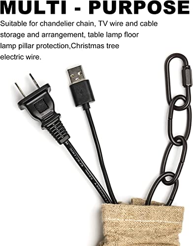 Qc Fabric Cord Cover, Chandelier Chain Sleeve, 4 feet Length Natural Linen Burlap Wire Covers Use for Ceiling Lighting, Electrical Wires on Floor, Lamps Cable Management, Swings Chain Cover Decorative - Image 2
