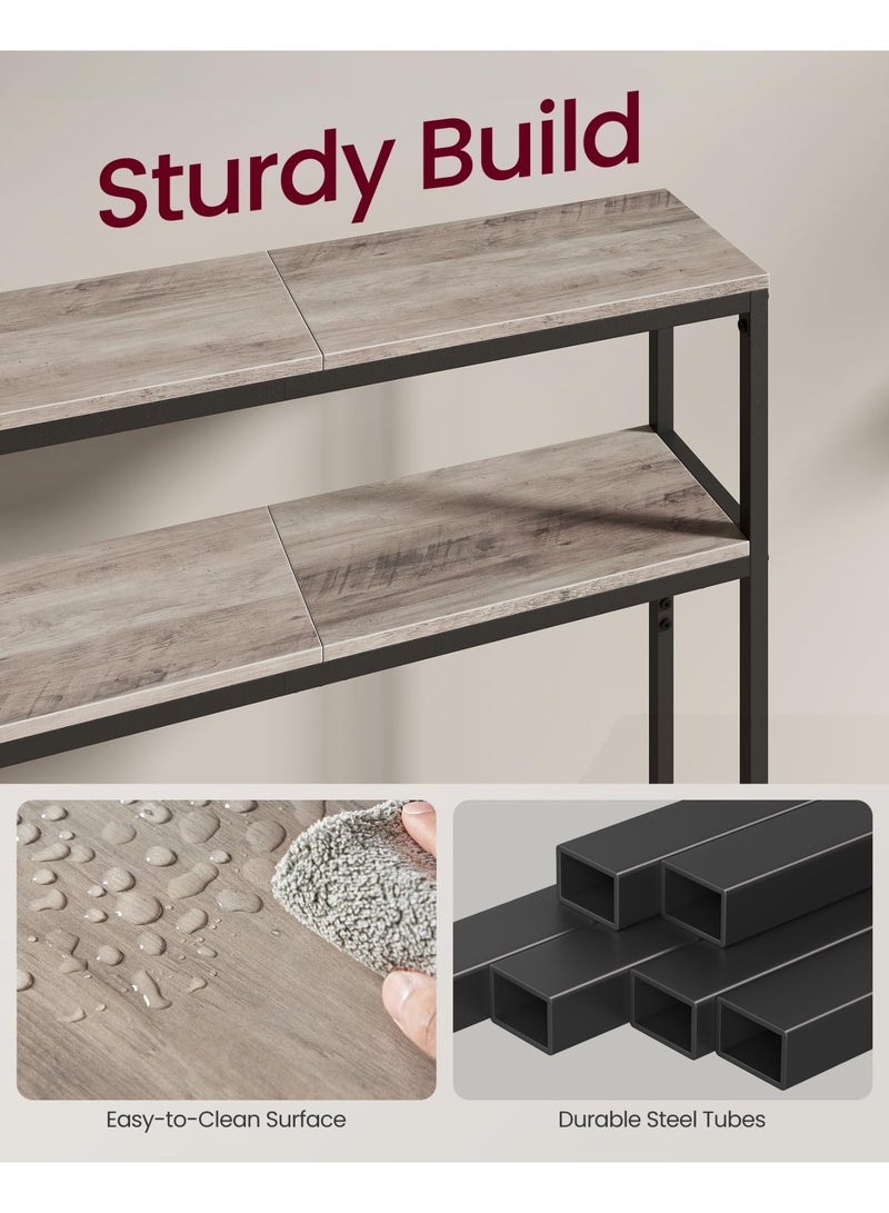 ACPLAY Slim Console Table with Storage Shelves, 2-Tier Narrow Entryway Table with MDF Wood Grain Top and Steel Frame, Modern Hallway Table for Behind Sofa or Small Spaces - Image 3