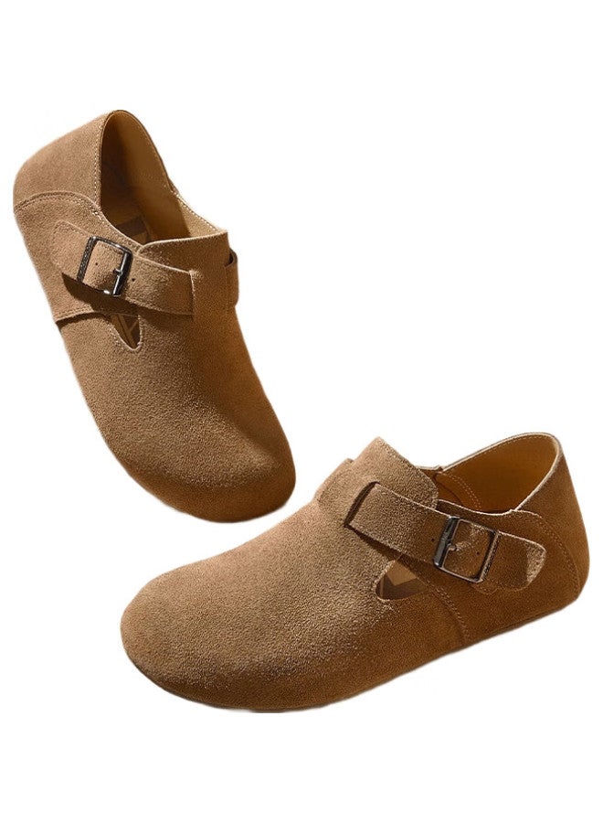 RED DRAGONFLY Hongqingting Bokeng Women'S Shoes, Spring Two-Way Wear, Slip-On, Retro Round Toe, Casual Women'S Flats, Wbb34453, Camel Color, Size 38 - Image 2