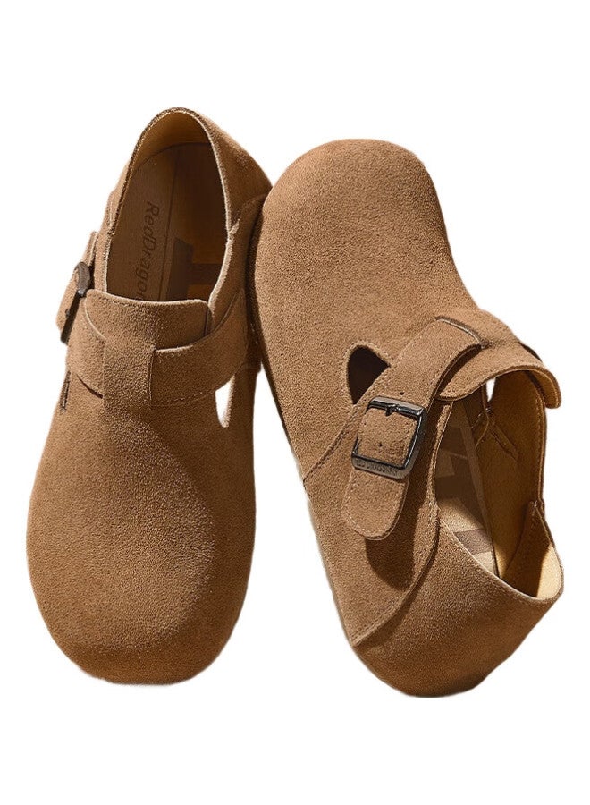 RED DRAGONFLY Hongqingting Bokeng Women'S Shoes, Spring Two-Way Wear, Slip-On, Retro Round Toe, Casual Women'S Flats, Wbb34453, Camel Color, Size 38 - Image 3