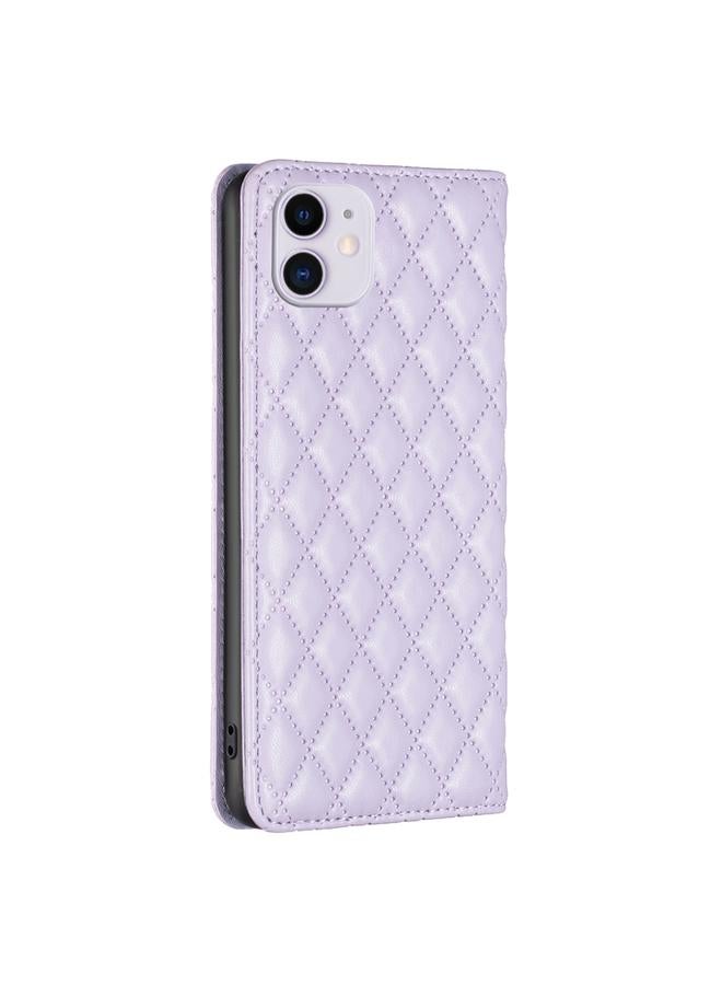 زبون جراب هاتف iPhone 11 من الجلد المغناطيسي بتصميم شبكي ماسي - Image 3