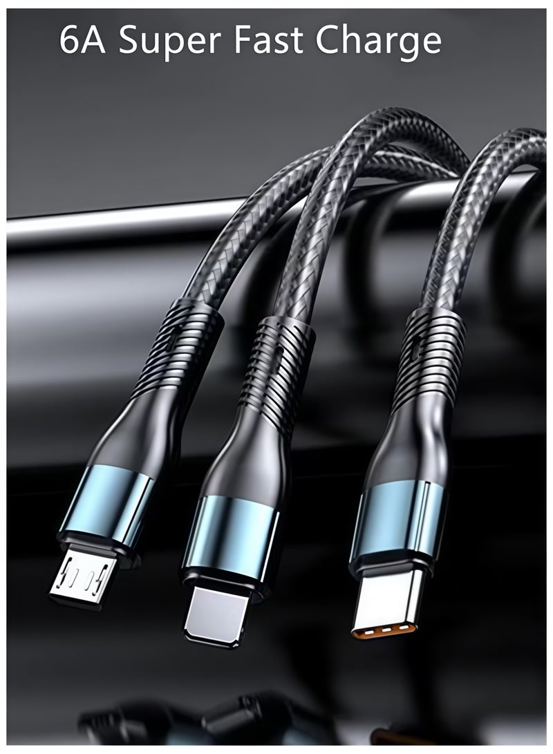 بلو هول كابل شحن فائق السرعة 120 واط كابل USB ثلاثي الأغراض لشحن الأجهزة المتعددة: الهاتف والجهاز اللوحي - Image 5