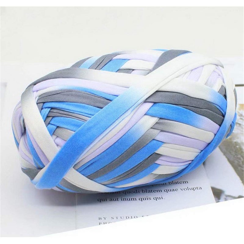 1 PCS Colorful TShirt Yarn Knitting Yarn Fabric Crochet Cloth for DIY Knitted Fabric Art 46 BlueWhite