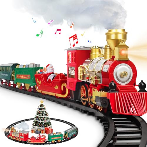 BainGesk Train Set Christmas Train Set with Steam Light and Sounds Train Sets for Under Christmas Tree Electric Train Toys for 3 4 5 6 7 8 Year Old Kids Ideas Boys  Girls Christmas Gifts - Image 1