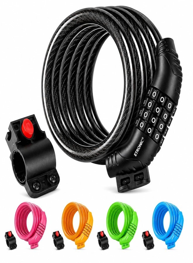 ETRONIC M6 Resettable Combination Lock Bike Cable, 6-Feet x 3/8-Inch, Black - Image 1