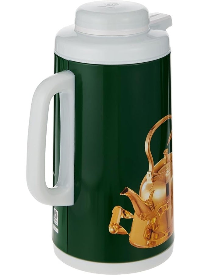 بيكوك ترمس بيكوك ستانلس ستيل سعة 1.9 لتر – بتصميم دلة عربية، مزدوج الجدار لحفظ الحرارة والبرودة، محكم الإغلاق ومتين (أخضر/ذهبي) - Image 1