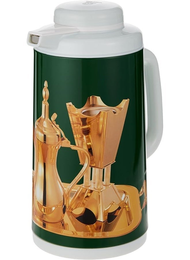 بيكوك ترمس بيكوك ستانلس ستيل سعة 1.9 لتر – بتصميم دلة عربية، مزدوج الجدار لحفظ الحرارة والبرودة، محكم الإغلاق ومتين (أخضر/ذهبي) - Image 5