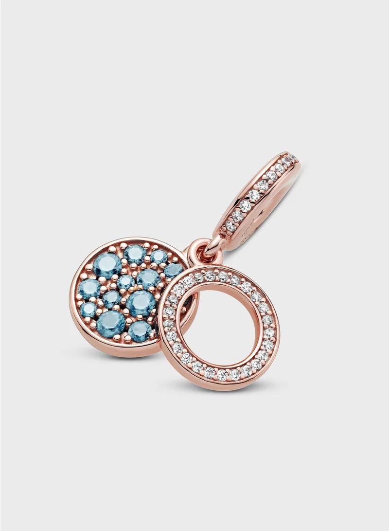 PANDORA Sparkling Light Blue Disc Double Dangle Charm