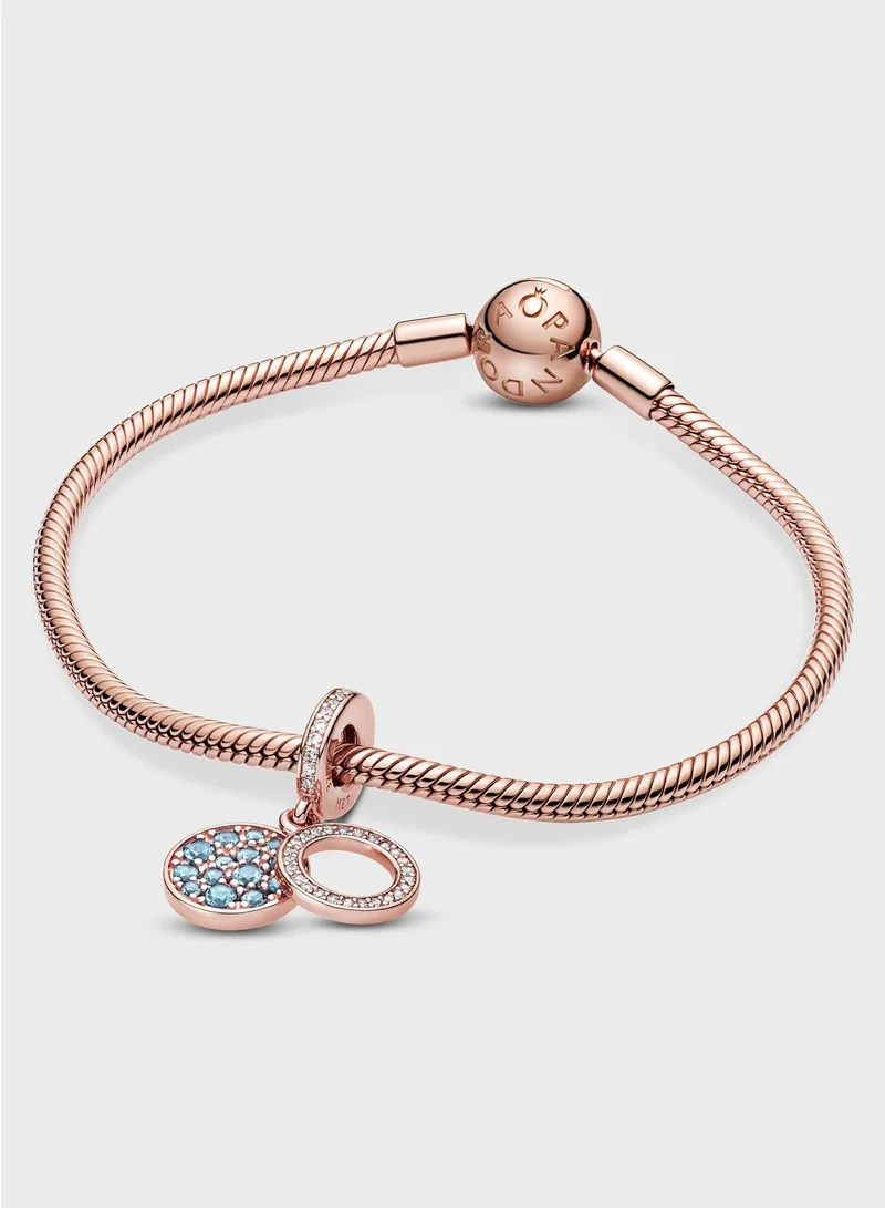 PANDORA Sparkling Light Blue Disc Double Dangle Charm