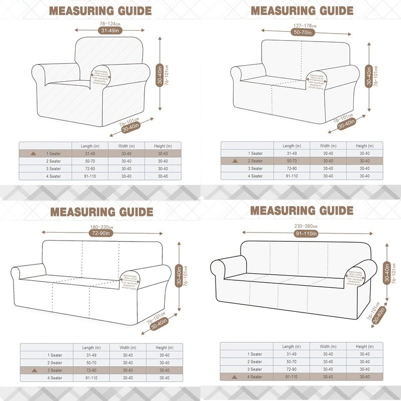 Artistic Leaf Jacquard Sofa Slipcover Cream Color Four Seater Stretch Full Coverage - Image 3