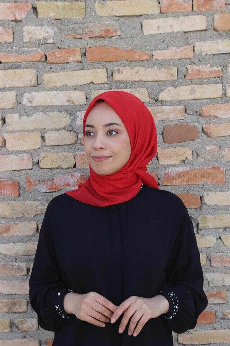 Eşarp Durağı Scarf Stop Plain Writing- Red  - Image 1