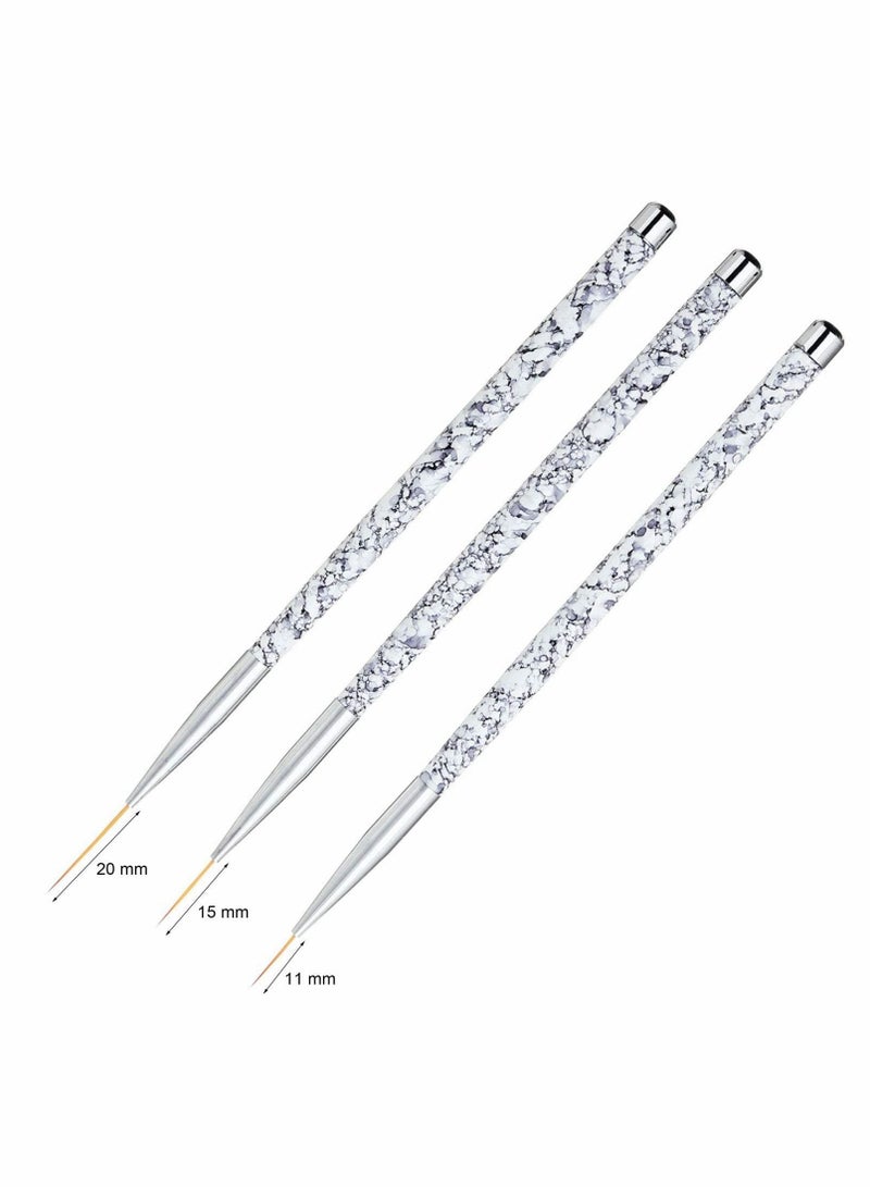 KASTWAVE Professional Nail Art Liner, 3PCS Brush Painting Acrylic Brushes Striping for Short Strokes, Blending, Elongated Lines - Image 3