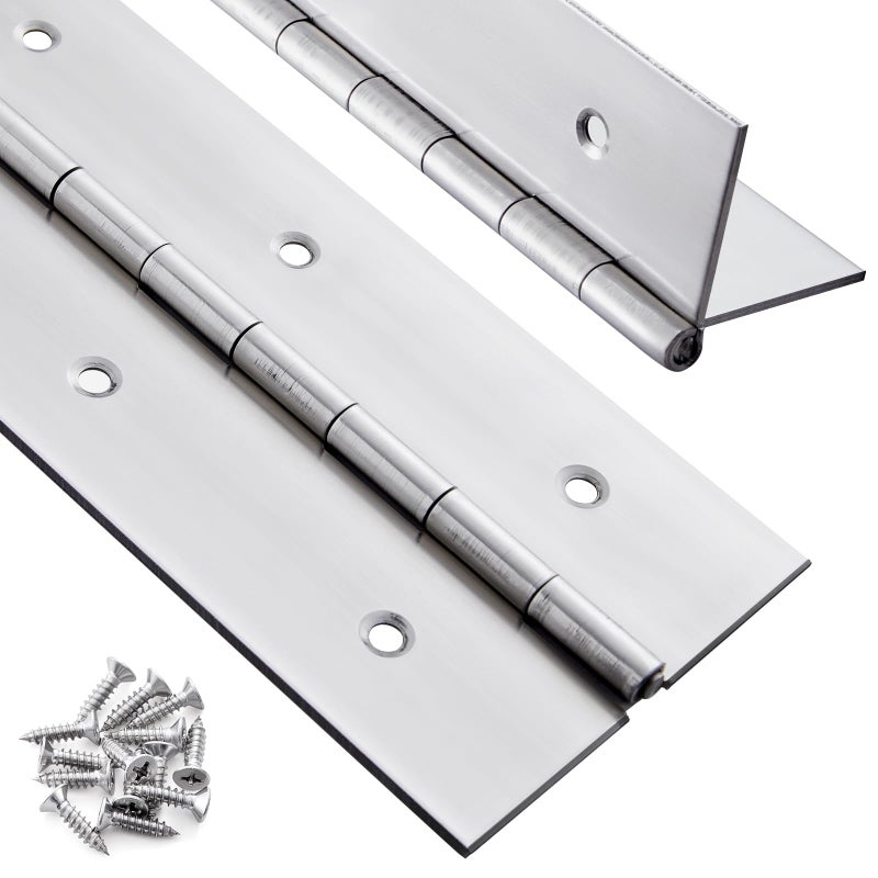 GRRONZEE 2 Pack Heavy Duty Piano Hinge 16 Inch x 3 Inch 0060 Thick Stainless Steel Piano Hinge with Holes 16 Continuous Hinges for Cabinet Doors DIY Wood Boxes Furniture 3 Open Width - Image 2