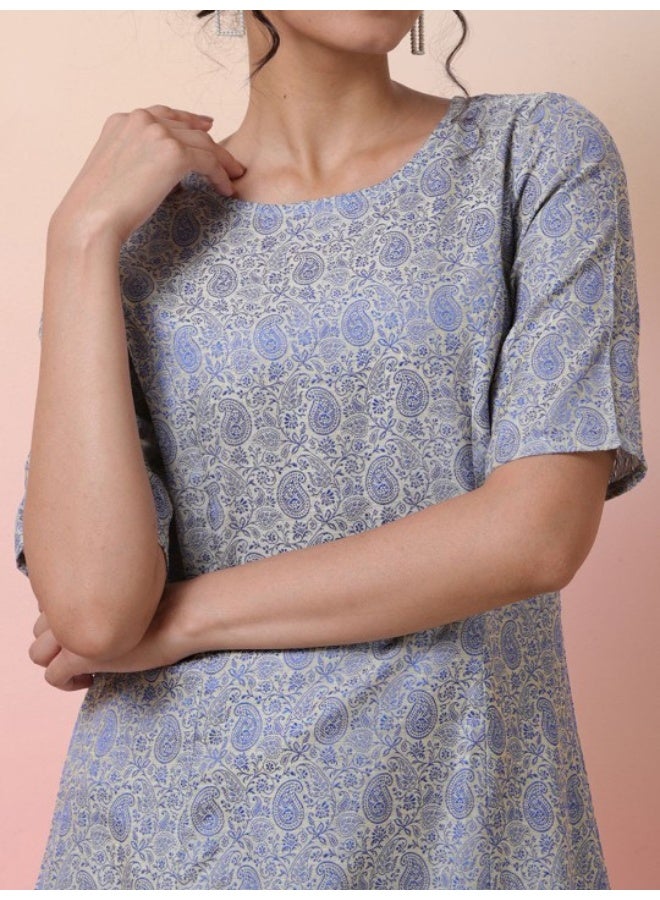 أيه كيه إس كرتا بنارسي رمادي مطرز - Image 2