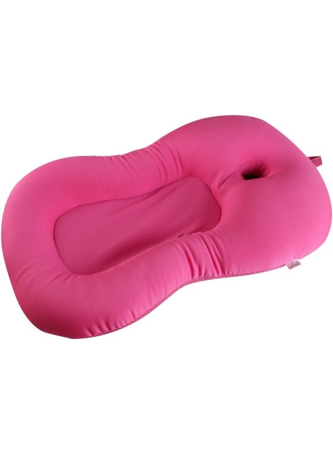 KAKIBLIN Baby Bath Mat, Baby Bathtub Baby Bath Cushion Soft Anti-Slip Bath Pad 0-6 Month Infant Bath Pillow, Pink - Image 1