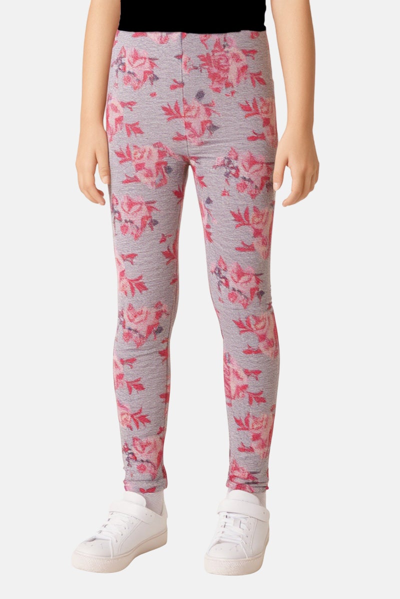 NAME IT Basic Needs By Name It Kids Girl Floral Print Leggings, Multicolor - Image 1